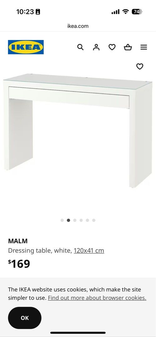 Malm dressing store table measurements