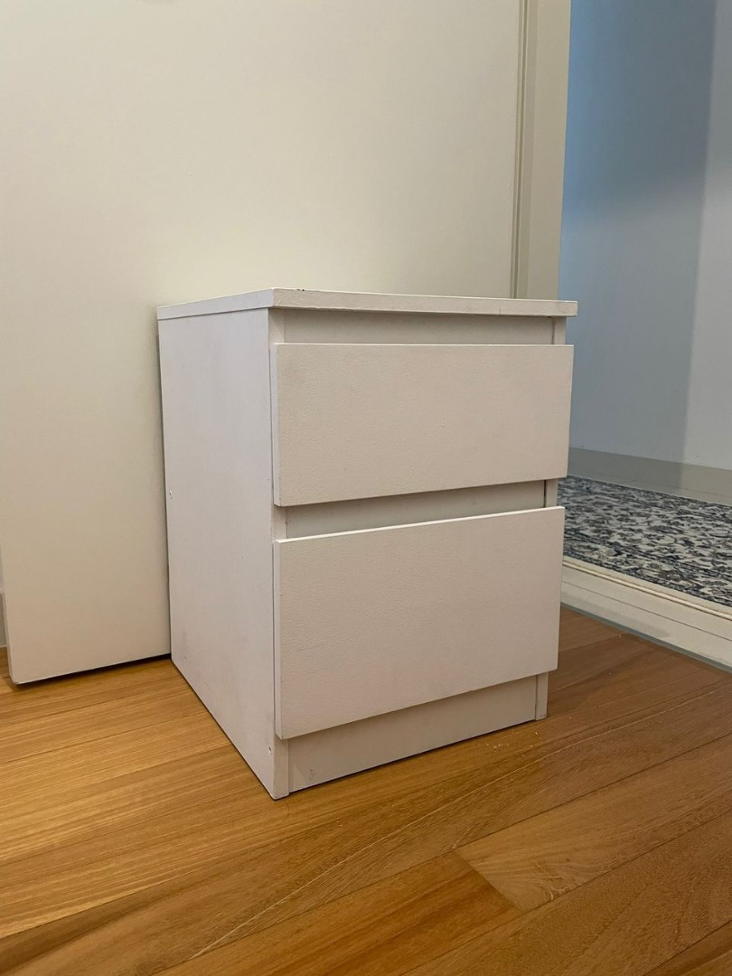 Ikea Malm White Wooden Side Table Meja Sisi Kayu Putih Ikea Malm