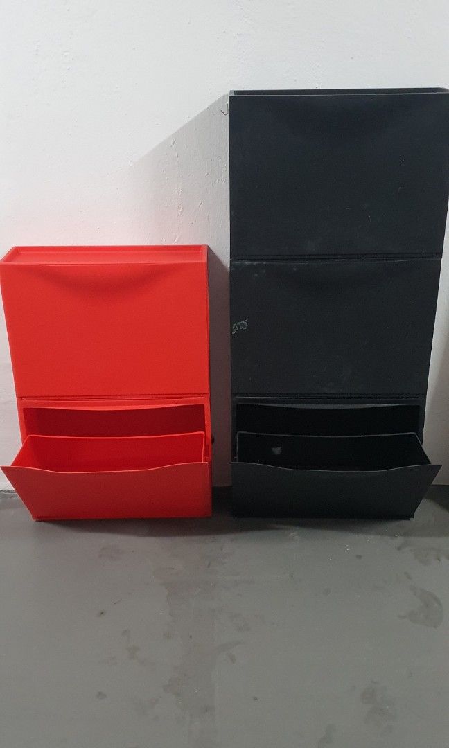 IKEA storage shoe rack. 3 blacks and 2 reds, Furniture & Home Living