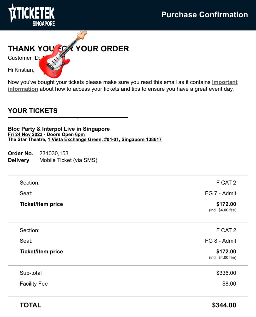 Interpol & Bloc Party live! I have 2 tickets for 120 SGD each for their ...