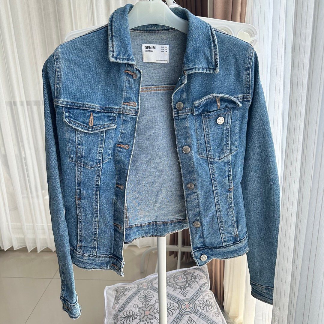 Jaket Denim Bershka Fesyen Wanita Pakaian Wanita Atasan di