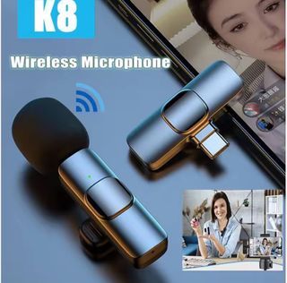K8 Wireless Lavalier Microphone Plug & Play Lapel Clip-on Mini Mic Compatible for Type-C for Vlogging, Recording