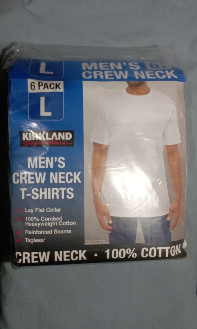 Kirkland Signature Men's Crew Neck Tee 100% Combed Heavyweight Cotton  T-Shirts (Pack of 6)