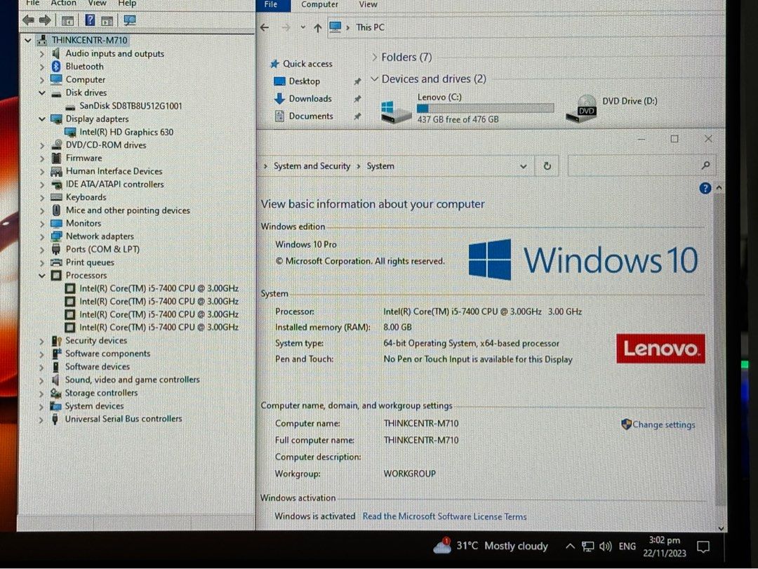 LENOVO ThinkCentre SFF Business Office WFH School Students HBL Desktop ...