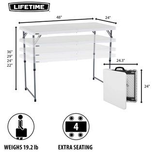 Lifetime Craft Camping and Utility Folding Table -  Height Adjustable