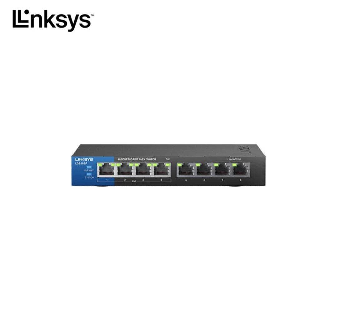 Lynsys Router 8 Port Linksys LGS108P 8-port Gigabit network switch, Computers & Tech, Parts ...