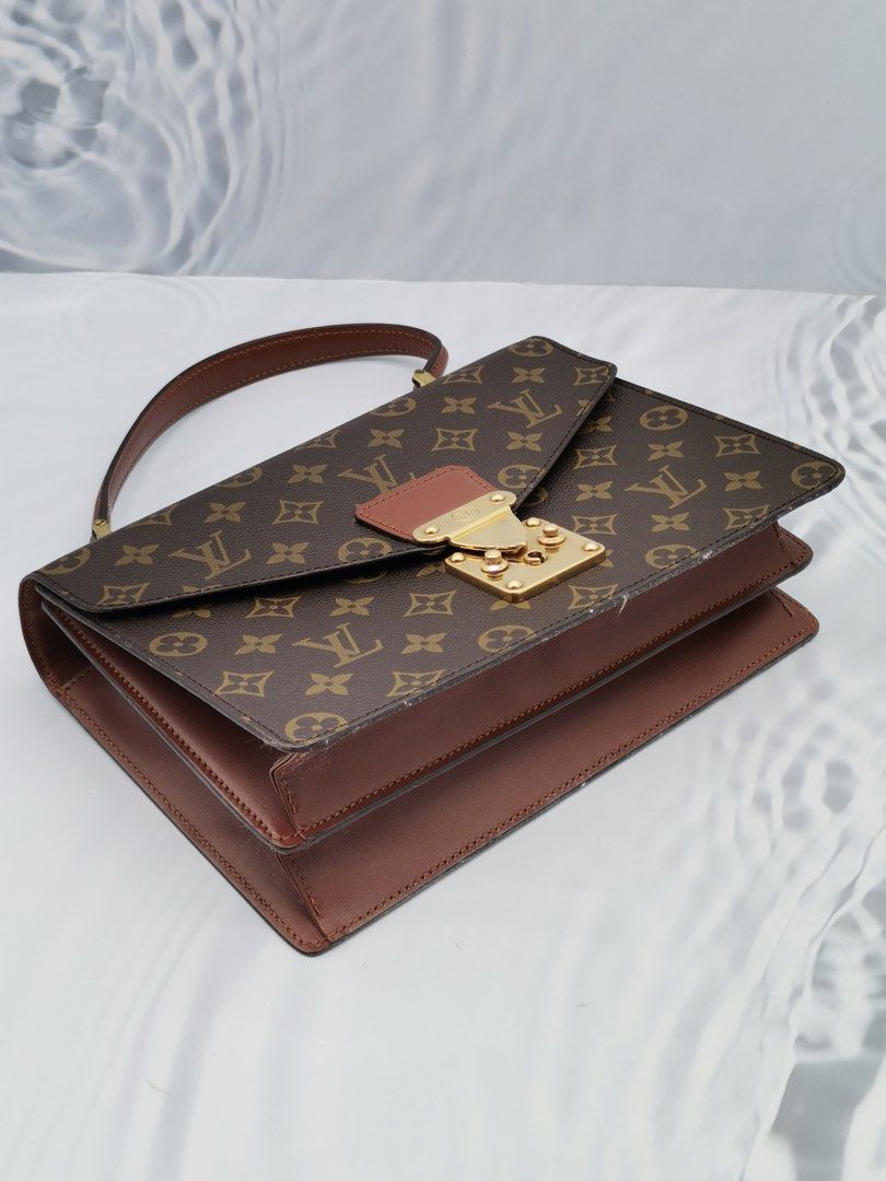 LOUIS VUITTON DOUBLE V BROWN MONOGRAM CANVAS WITH RED CALFSKIN GOLD  HARDWARE HANDLE BAG, Luxury, Bags & Wallets on Carousell
