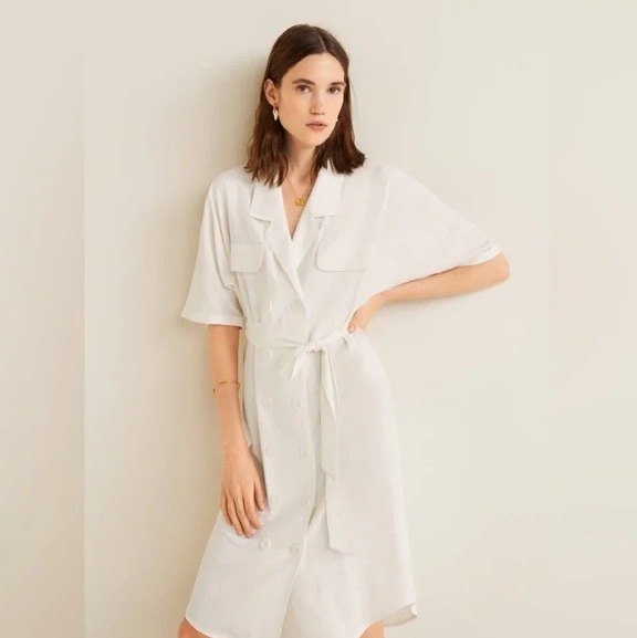 Mango linen blend shirt dress new arrivals