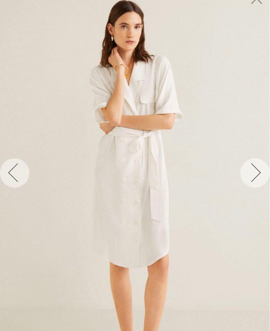 Mango linen hot sale blend shirt dress