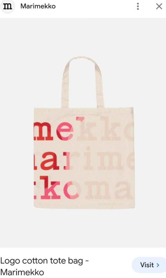 Marimekko logo cotton tote bag Women s Fashion Bags Wallets