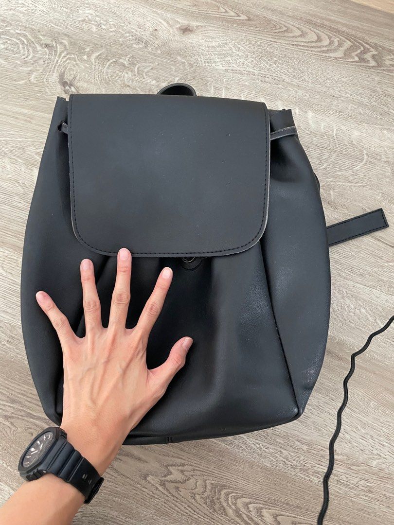 Miniso Drawstring PVC leather backpack Men s Fashion Bags Backpacks on Carousell