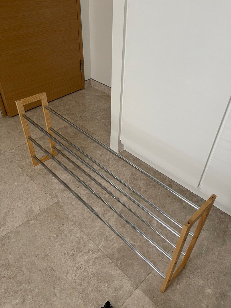 Expandable Cabinet Shelf – Stainless Steel Telescoping Shoe Rack, Hanging Organizer For Closet, Kitchen, 15-27” Adjustable, White (1 PC)