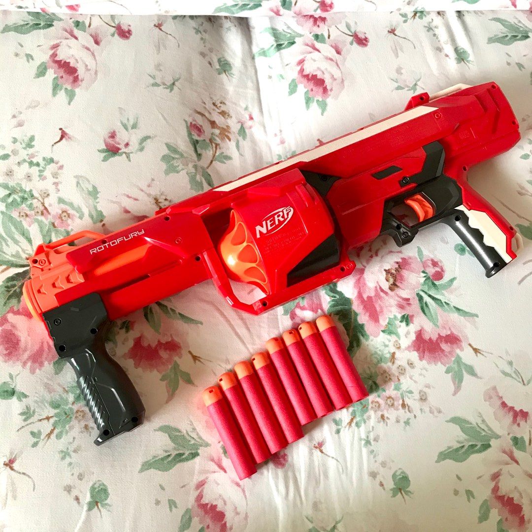 Nerf N-Strike Mega RotoFury B1269EU4 – Blaster Con Tamburo 10 Dardi, Gittata 23 Metri, Slam-Fire – Arancia E Rosso