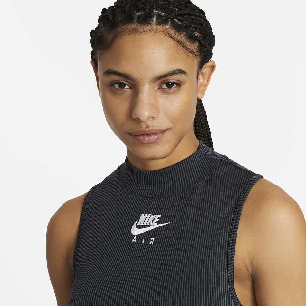 Nike Air Black Grey Air Crop Tank Top Sleeveless T Shirt ribbed