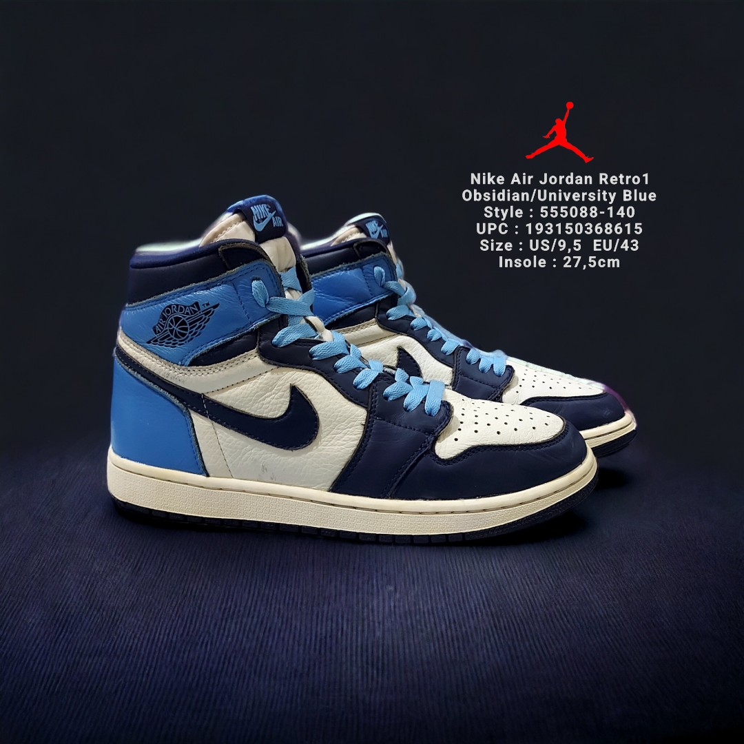 Sepatu Nike Air Jordan Retro1 Obidian/University Blue Basketball