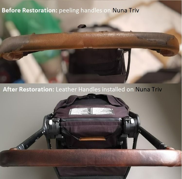 Strollers with leather outlet handles