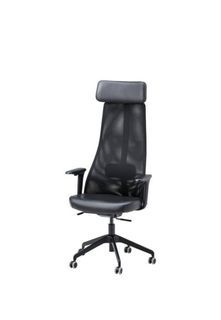Half price Ikea armchair leather chair office chair with armrests glose black