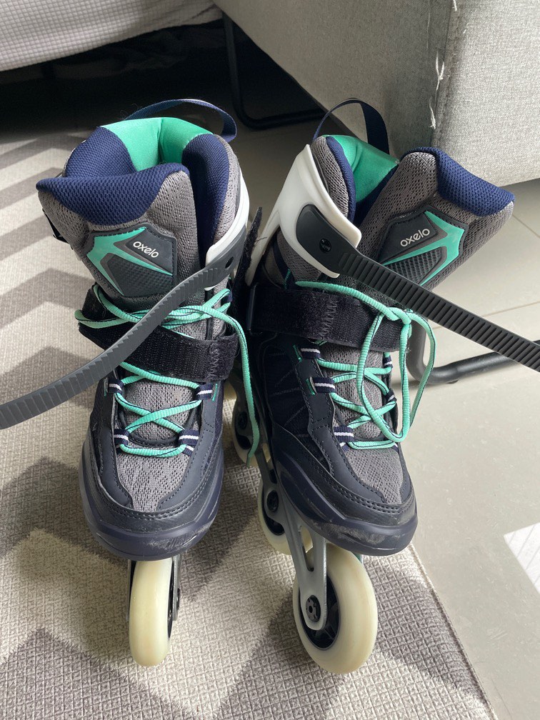 Oxelo roller blades sz 39 + free safety gear, Sports Equipment, Sports