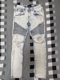PACSUN | Paint Splatter Vintage Wash Biker Jeans