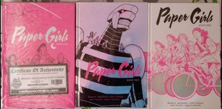 Paper Girls HC Vol.1-3 (still sealed) - Complete run, Vol. 1 signed by BKV and Cliff Chiang, with COA