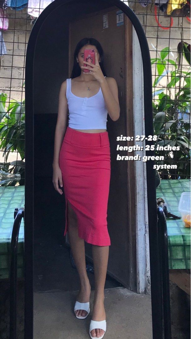Pink midi cheap skirt 08