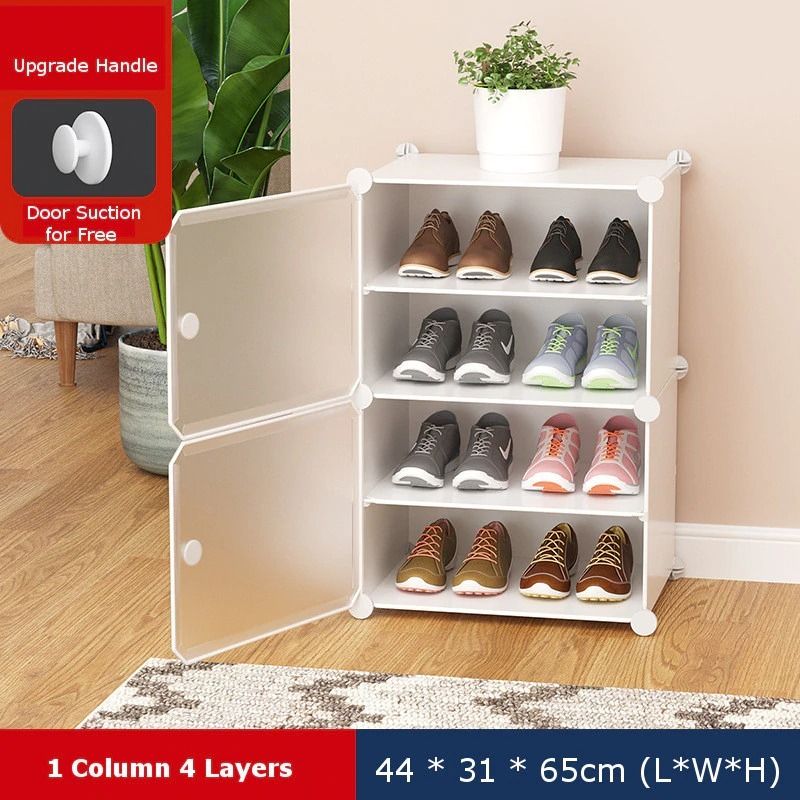 Portable Shoe Rack Organizer with Door Shoe Storage Cabinet Easy ...