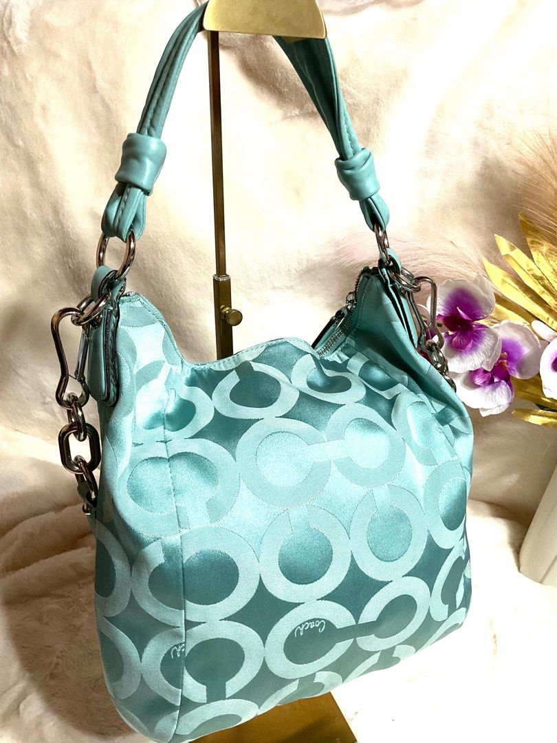 PRELOVED Coach Tiffany Blue Signature Canvas Hobo