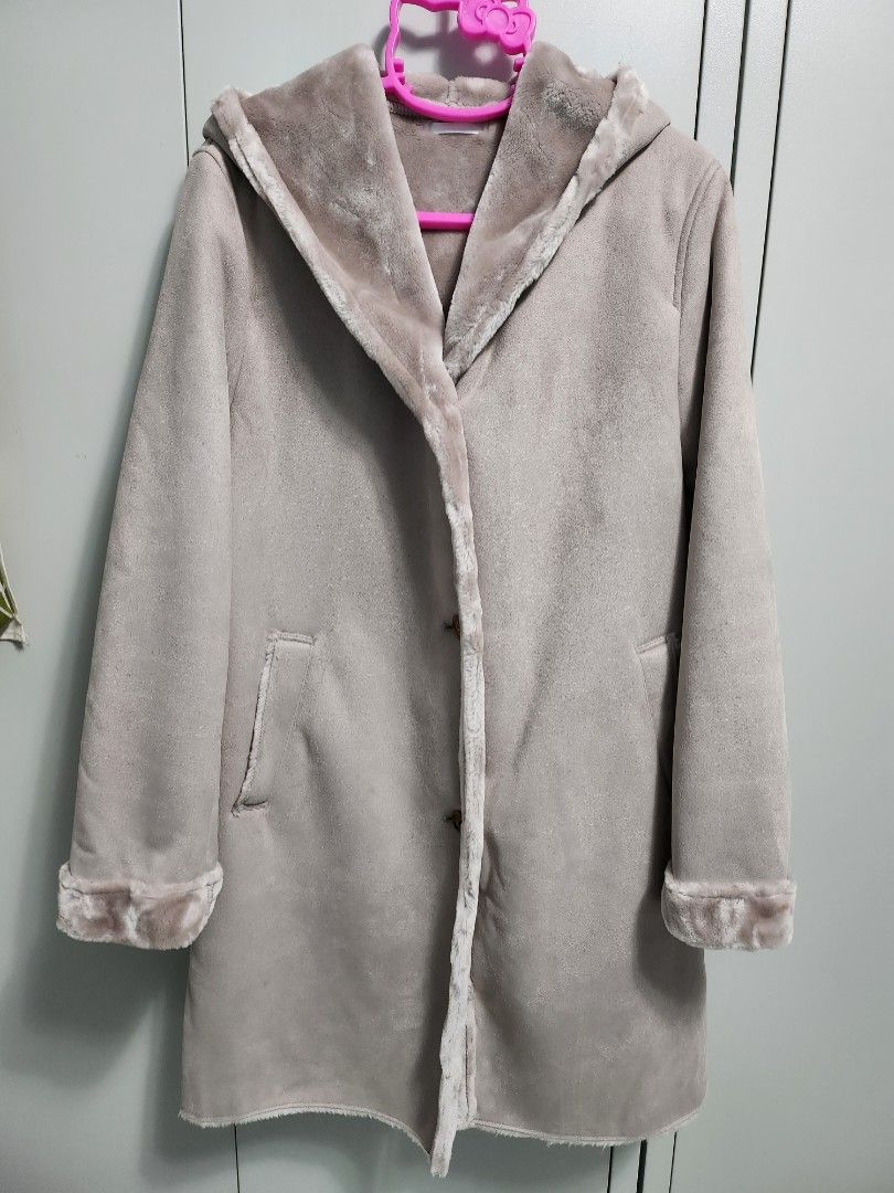 Uniqlo faux online shearling hooded coat