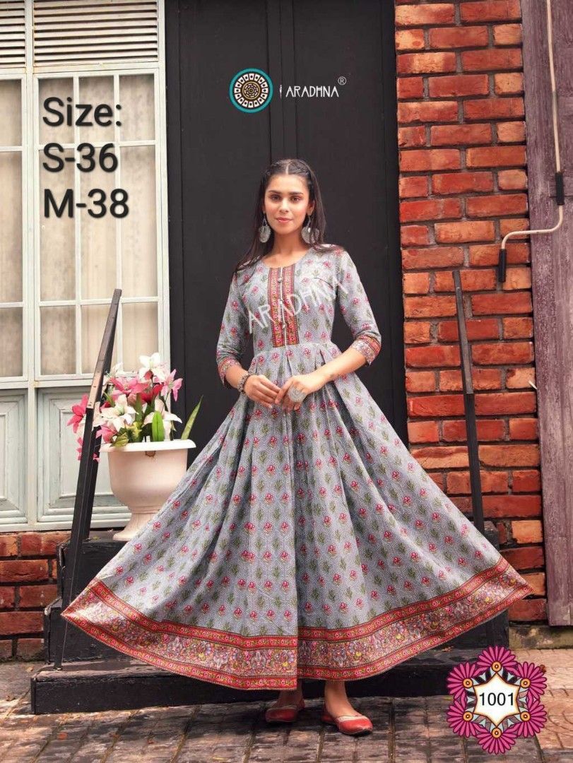 Pure Cotton Anarkali Long kurti full Maxi Gown Collections