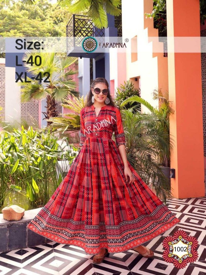 Pure Cotton Anarkali Long kurti full Maxi Gown Collections