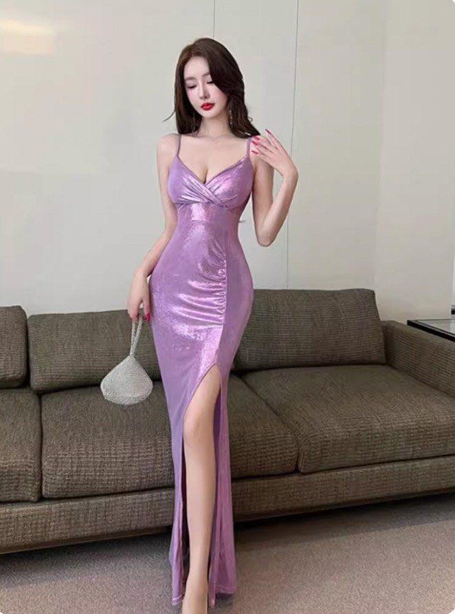 Purple sparkly prom dress Women s Fashion Dresses Sets