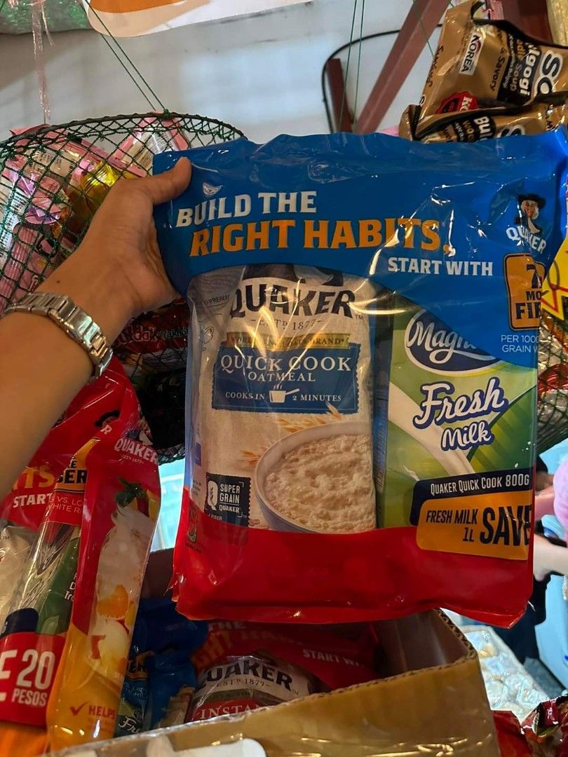 Quacker oats + milk, Food & Drinks, Packaged & Instant Food on Carousell