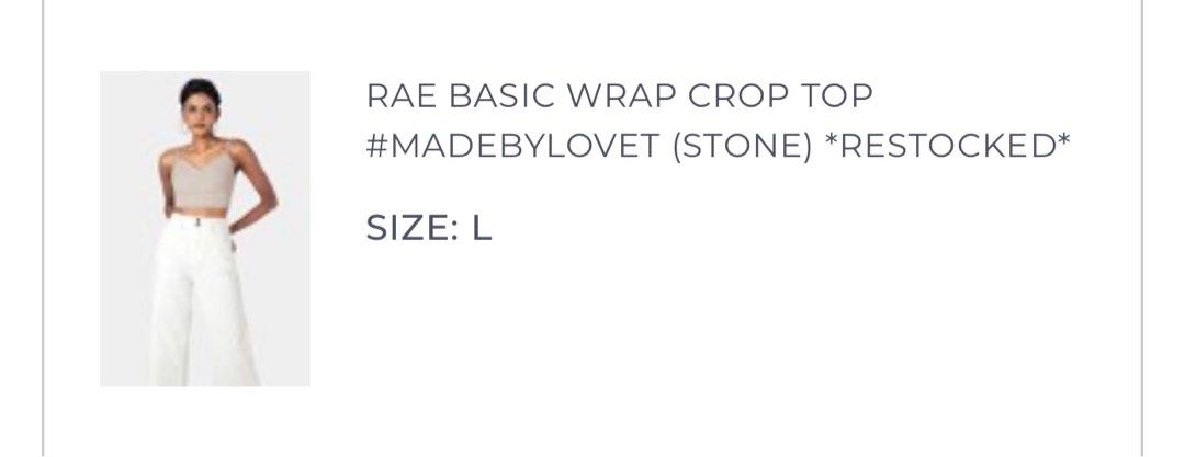 rae basic crop top (Category: Sleeveless) located in Singapore. Submitted by nattlow (Listing ID 1267305693, Image 1). Description: brand new without tag .