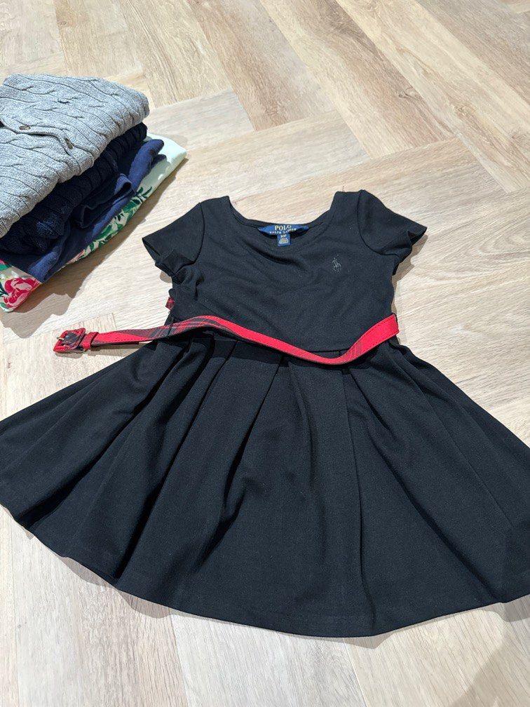 Girls black clearance polo dress