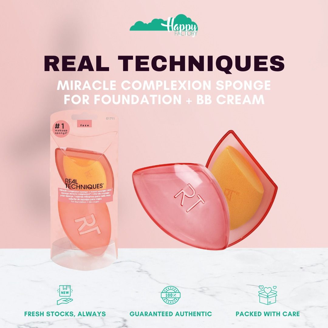REAL TECHNIQUES Miracle Complexion Sponge For Foundation + BB Cream (Category: Makeup) located in Quezon City. Submitted by happyfactoryph (Listing ID 1132351030, Image 1). Description: REAL TECHNIQUES Miracle Complexion Sponge For Foundation + BB Cream – P990 (from P2000) ⁣ Product Details: The Real Techniques Miracle Complexion Sponge flawlessly blends liquid and cream products with ease for a streak-free, luminous glow. Our #1 makeup blending 