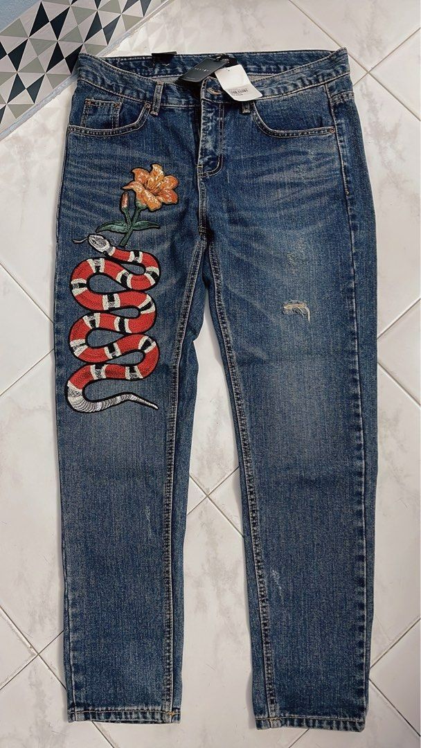 Gucci snake jeans mens sale