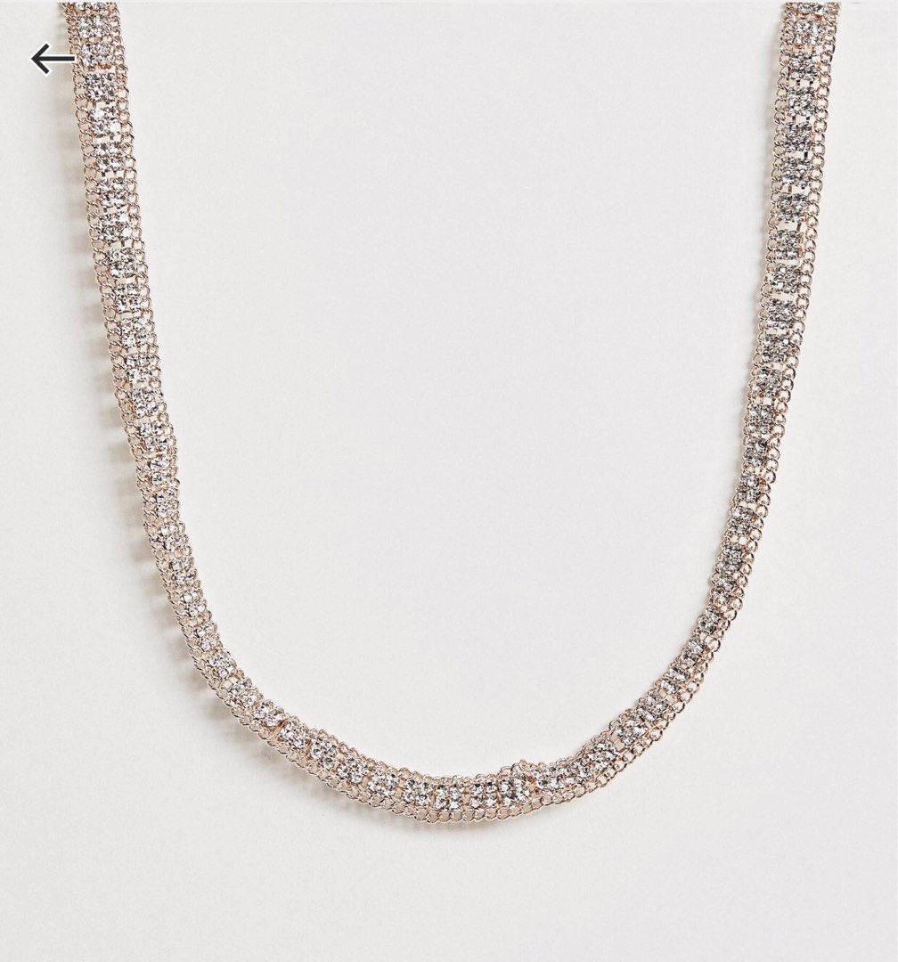 River island gold diamante glitter choker necklace Women s
