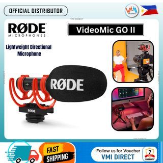 Rode VideoMic GO II Lightweight Highly Directional Ultra Compact On Camera Microphone Professional Quality Super Cardioid Polar Pattern Full Bodied Audio Shotgun Microphone 3.5mm TRS Connection HELIX™ Isolation Mount iPhone and Android Compatible - VMI
