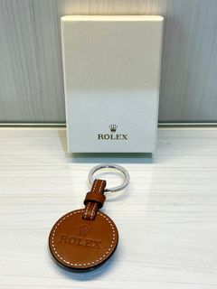 Rolex Brown Leather Keychain