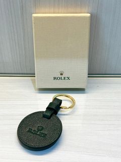 Rolex Green Leather Keychain