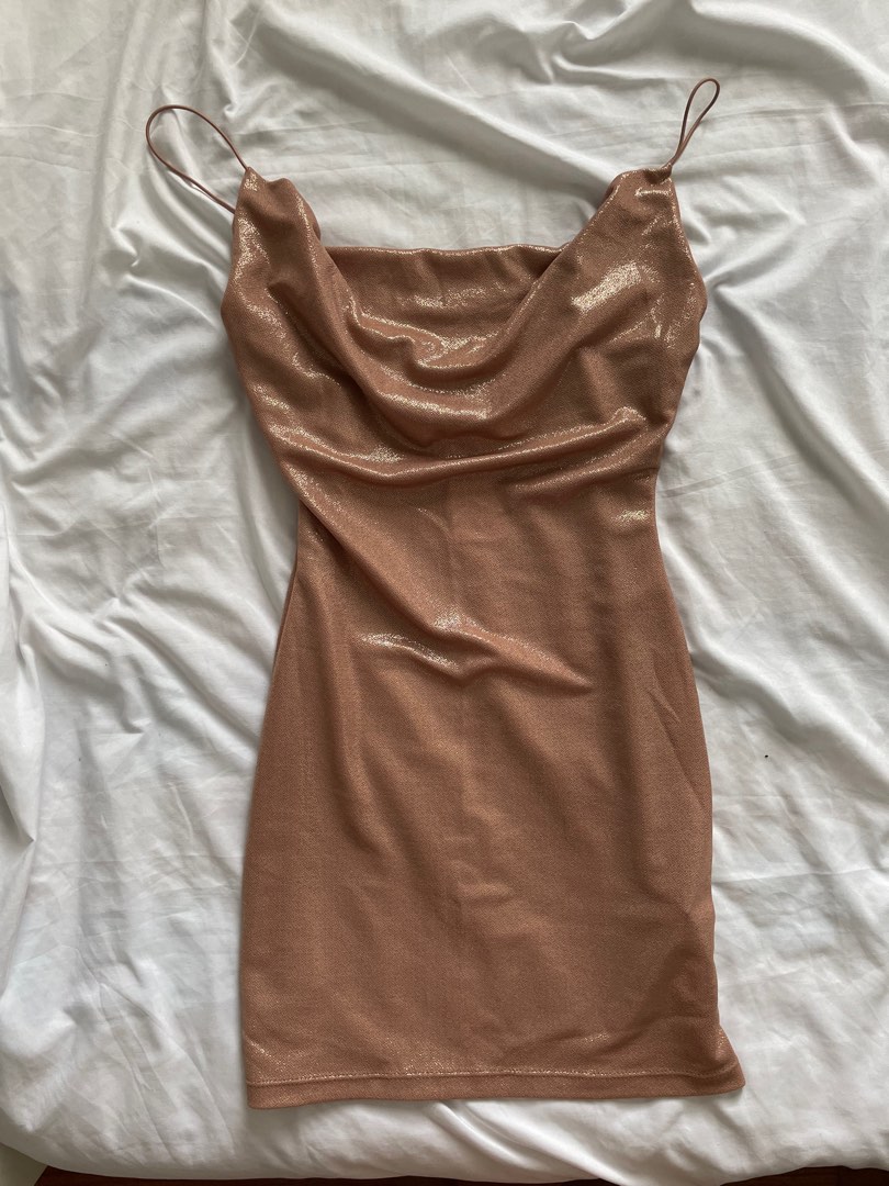 European Satin Rose Sand Dress