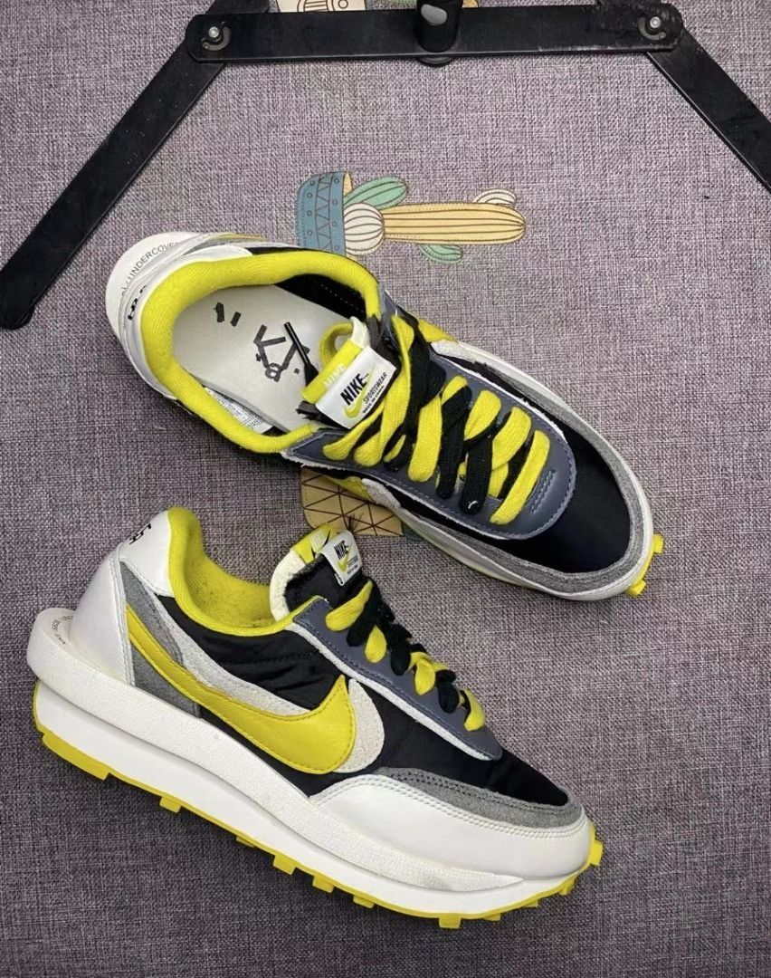 Sacai x UNDERCOVER x Nike LDWaffle black and bright citron輕便運動