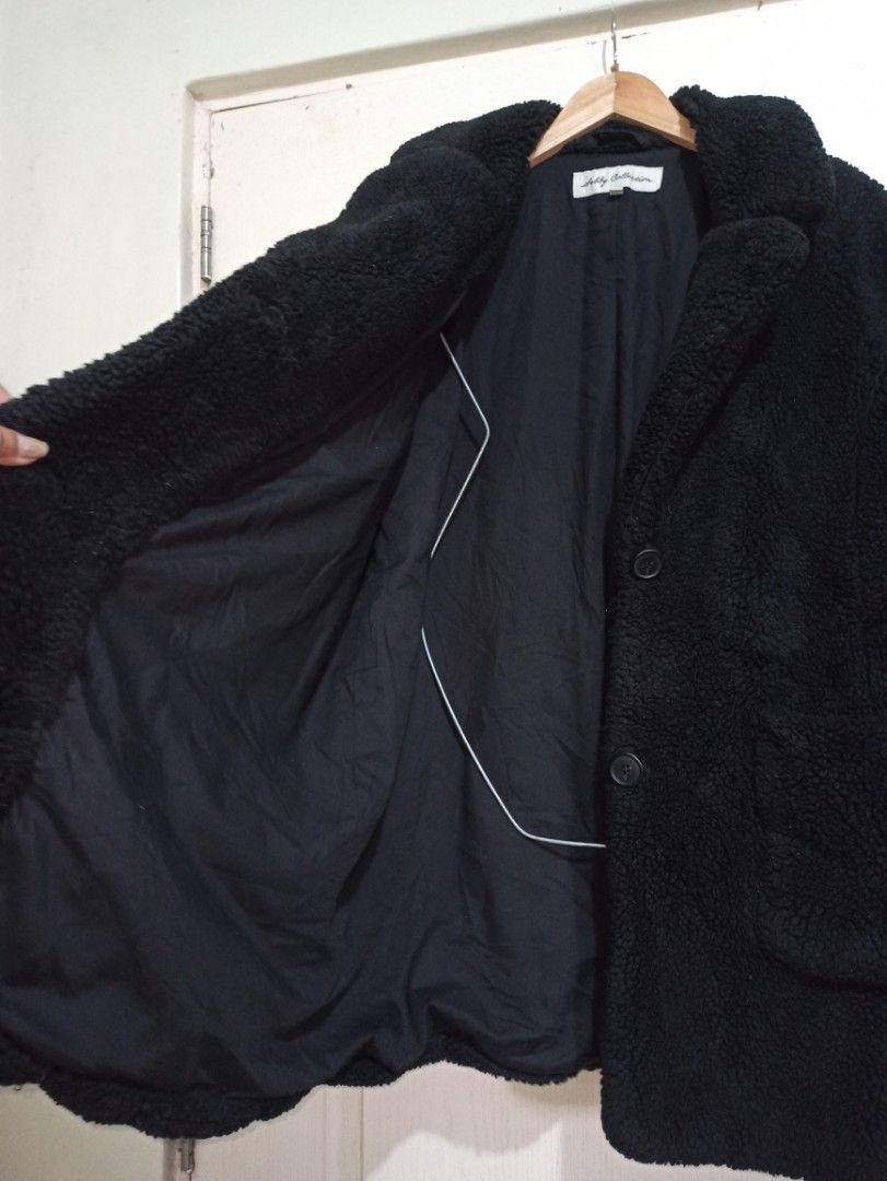 SEBBY COLLECTION OVERSIZED BLACK SHERPA TEDDY COAT WINTER JACKET