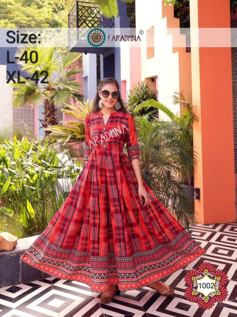 SG READYSTOCK Pure Cotton Anarkali Kurti Long Maxi Gown Women s