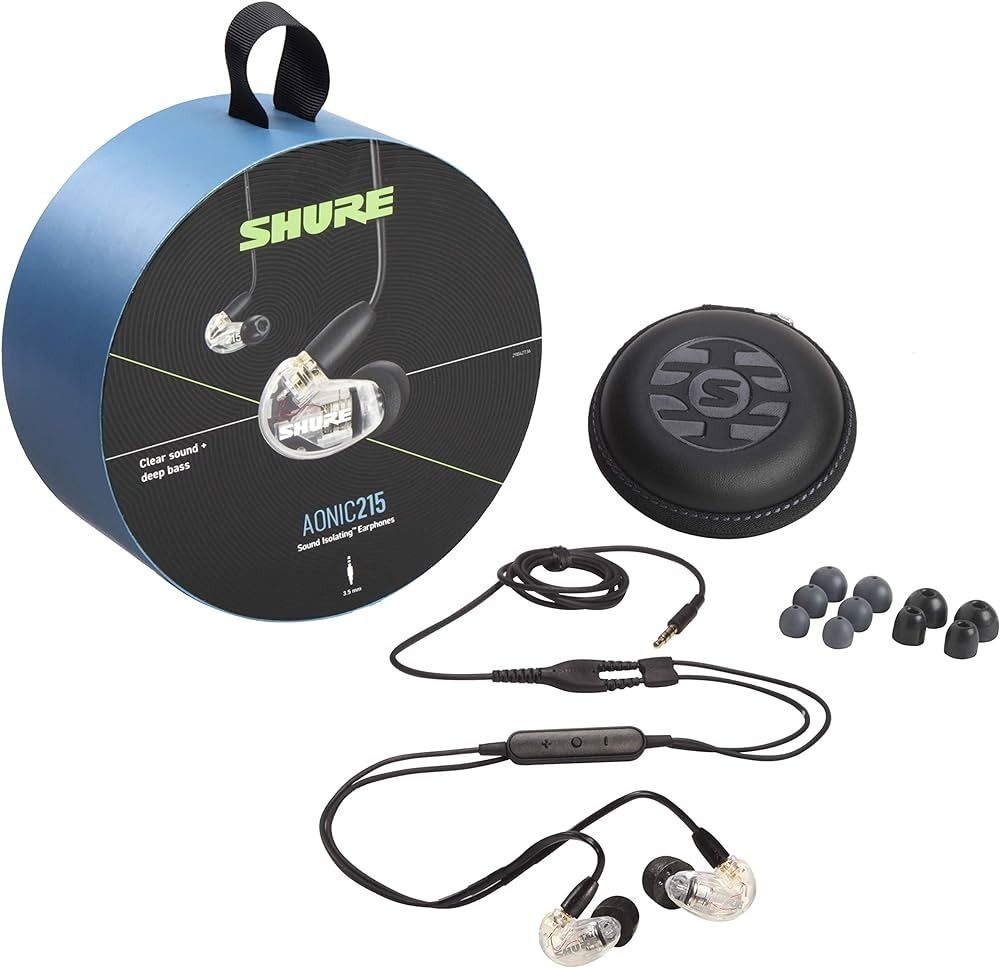 Shure SE215 Wired Earbuds - Sound Isolating, Clear Sound, Deep Bass, Secure  Fit - Blue
