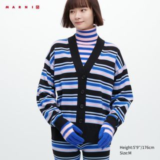 (Size M) UNIQLO x MARNI 美麗諾混紡條紋寬版開襟外套