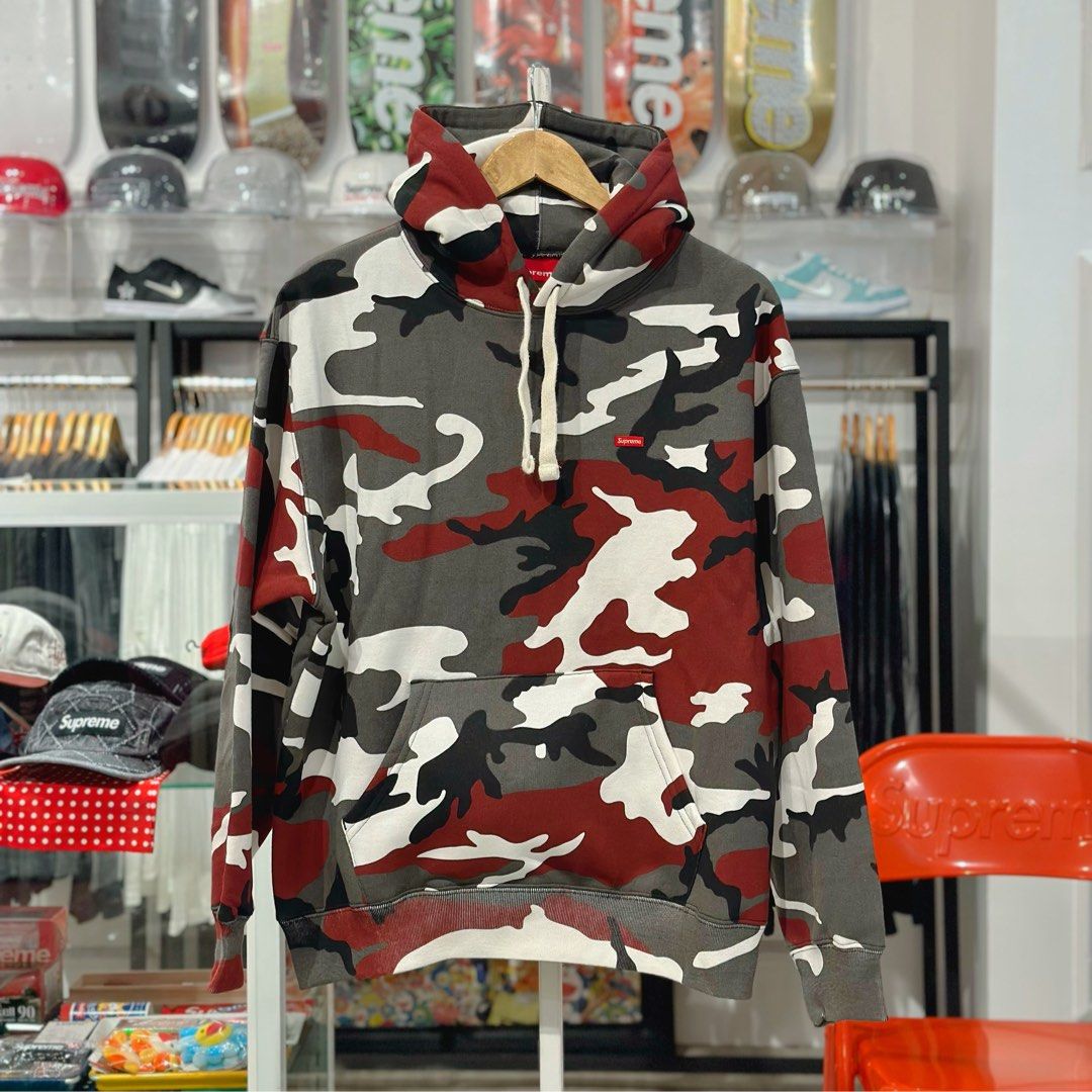 Supreme red camo hoodie hotsell
