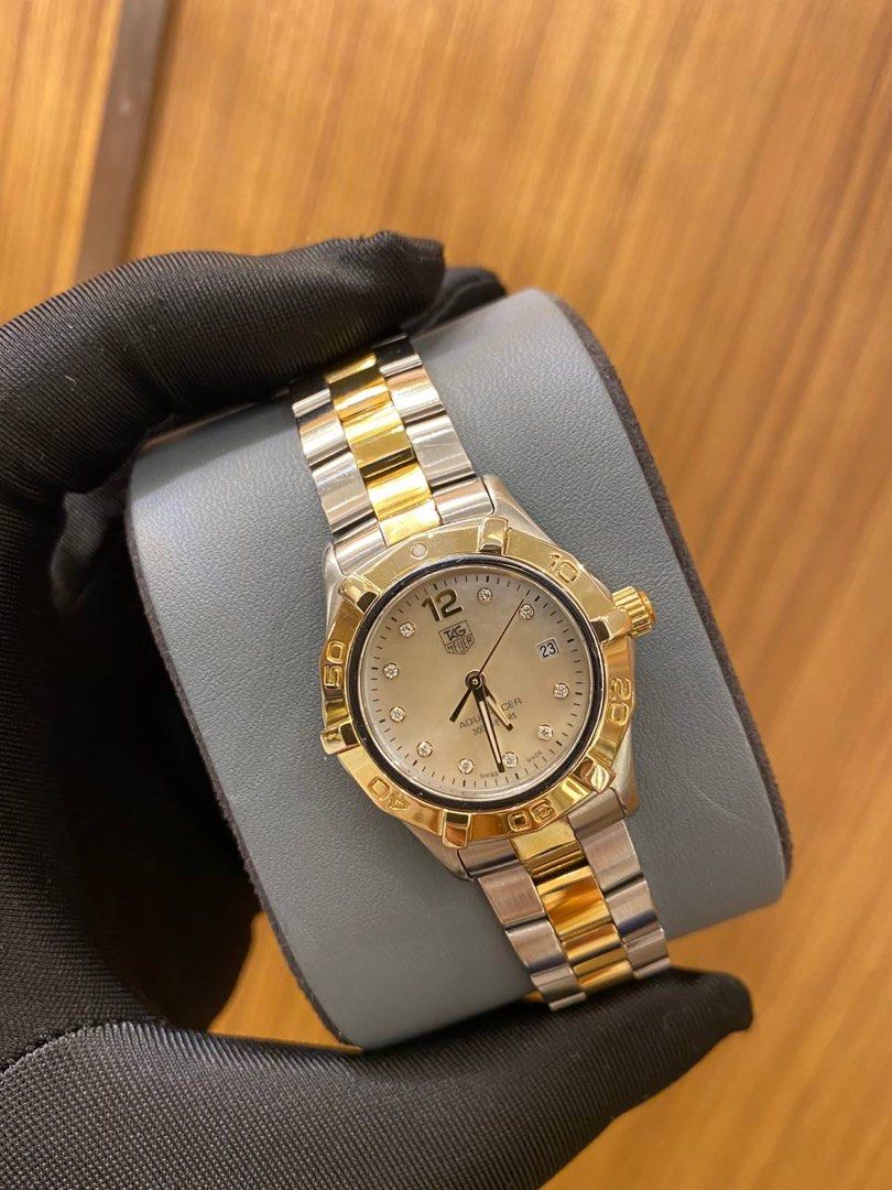 Tag heuer aquaracer gold plated on sale and stainless steel ladies watch