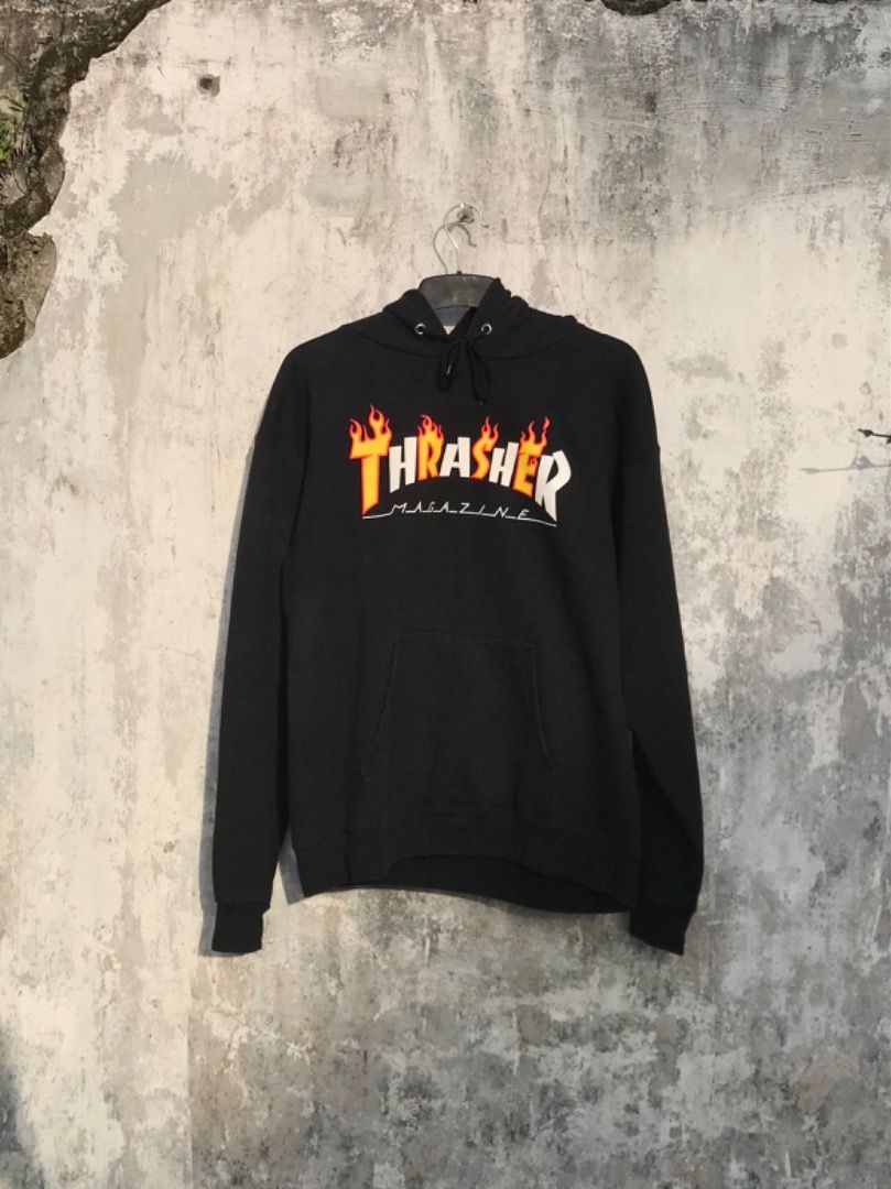 THRASHER HALF FLAME HOODIE BLACK