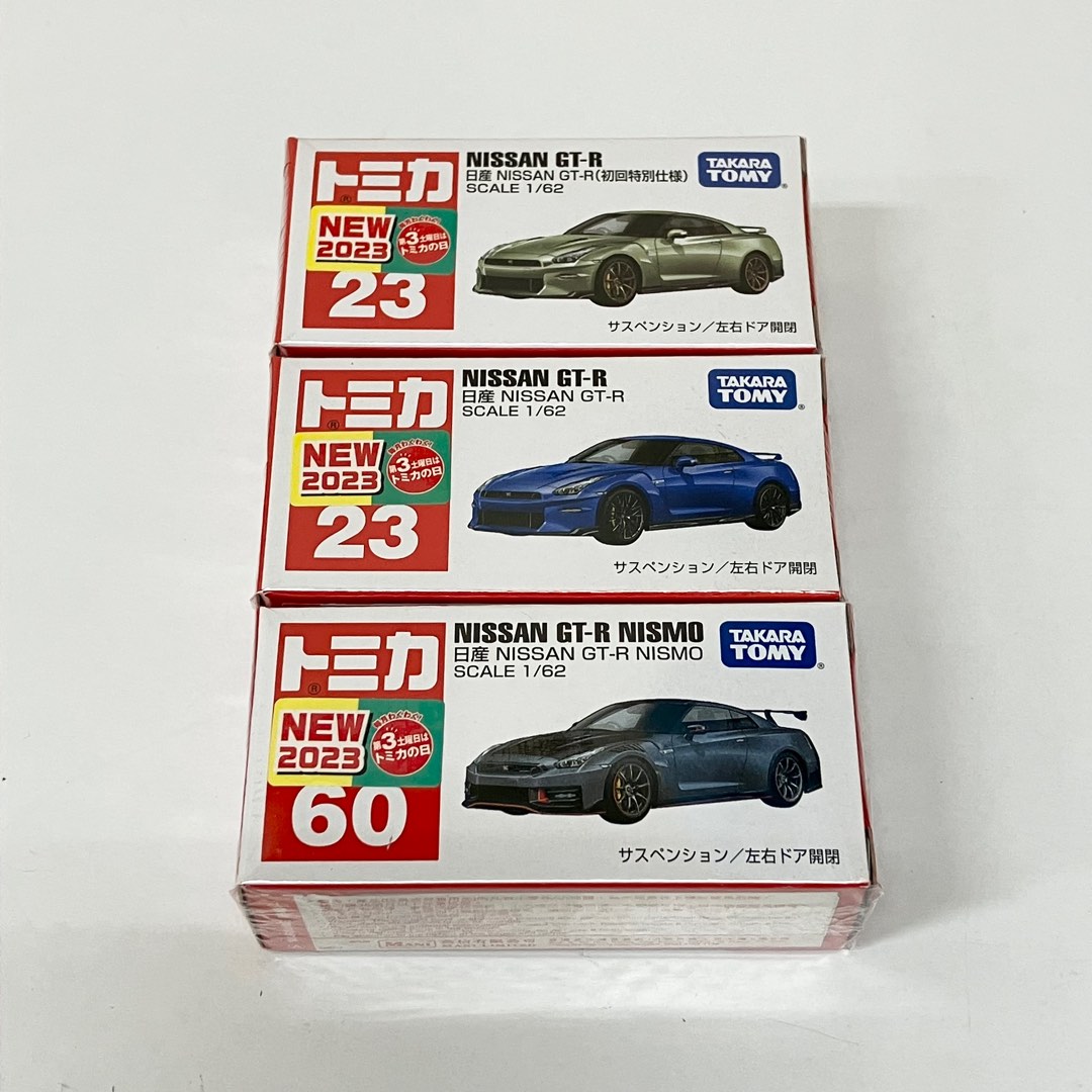 Tomica No.23 日產Nissan GT-R 綠色初回特別仕樣、藍色& No.60 Nissan